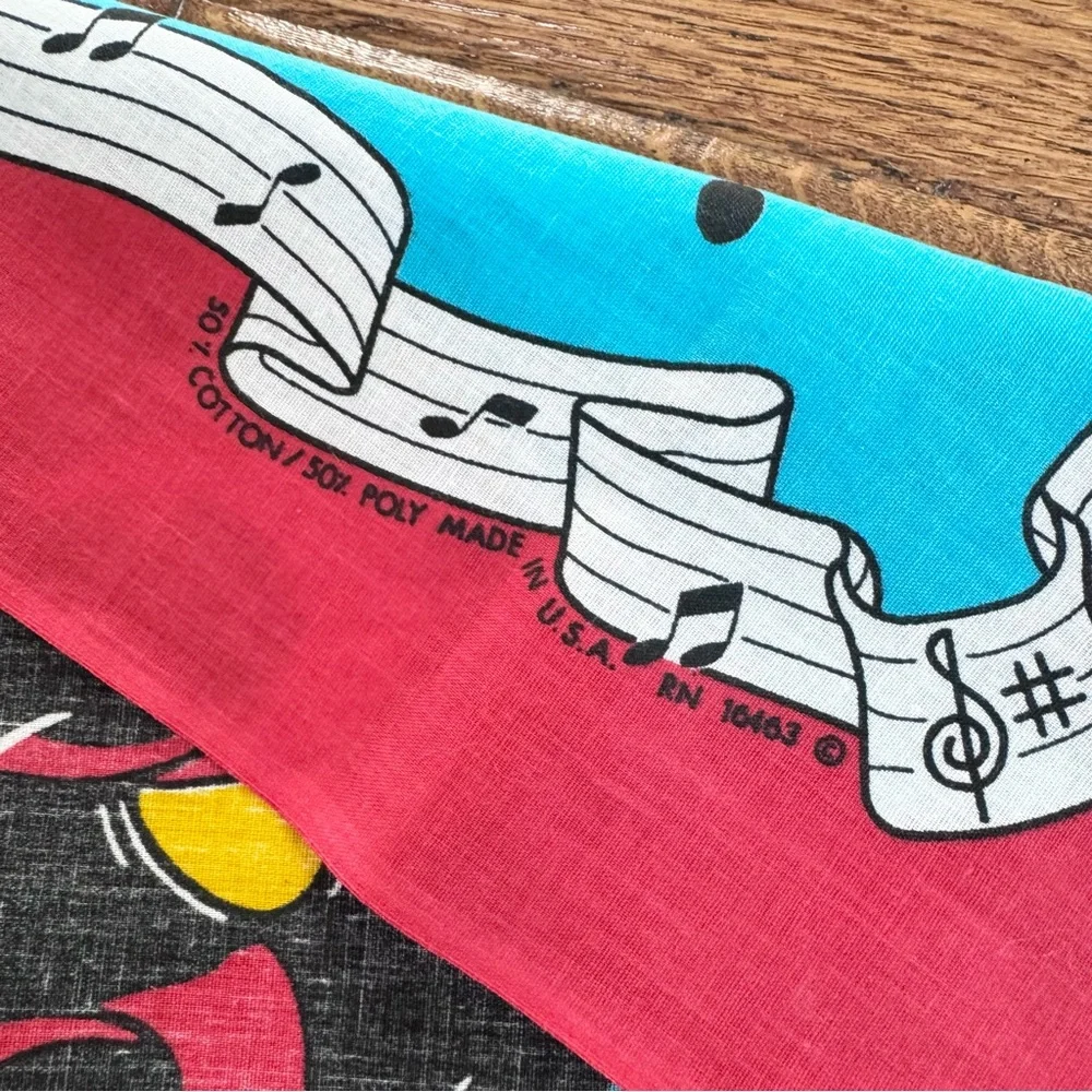 NWOT Vintage Disney Mickey and Minnie Musical Bandana - Red and Blue